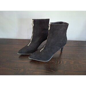 Bar III Black Women's Briget Front-Zip Booties/NWOB, Sz. 10M